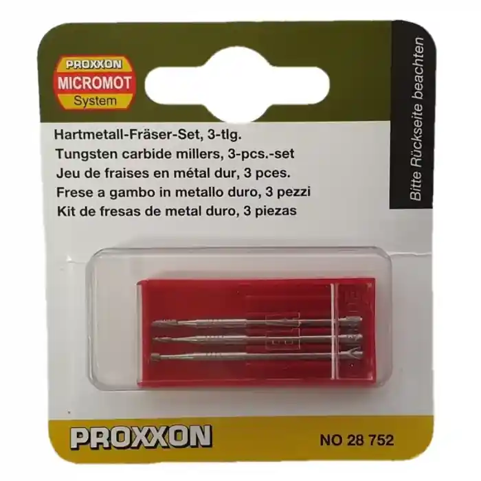Set freze din carbura de tungsten Micromot Proxxon 28752, Ø1.2-Ø2.3 mm, 3 piese Reducere de preț