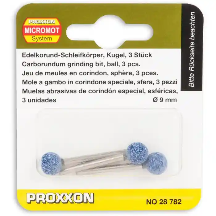 Set biaxuri din corindon de forma sferica Micromot Proxxon 28782, Ø9 mm, 3 bucati Livrare expres