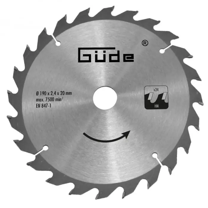 Disc pentru fierastrau circular, taiere lemn Gude 58172, Ø190x20 mm, 24 dinti Ofertă specială