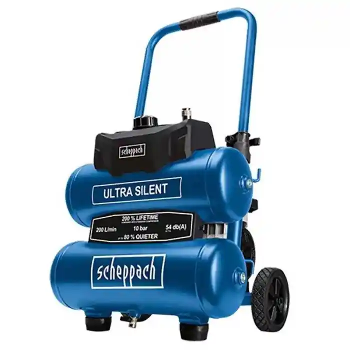 Compresor fara ulei HC20Si-Twin Ultra Silent Scheppach 5906145901, 750 W, 10 bari Livrare expres