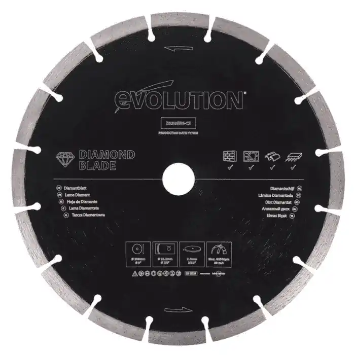 Lichidare de stoc Disc diamantat pentru fierastrau circular Evolution D230SEG-CS, Ø230x22.2 mm, 16 dinti