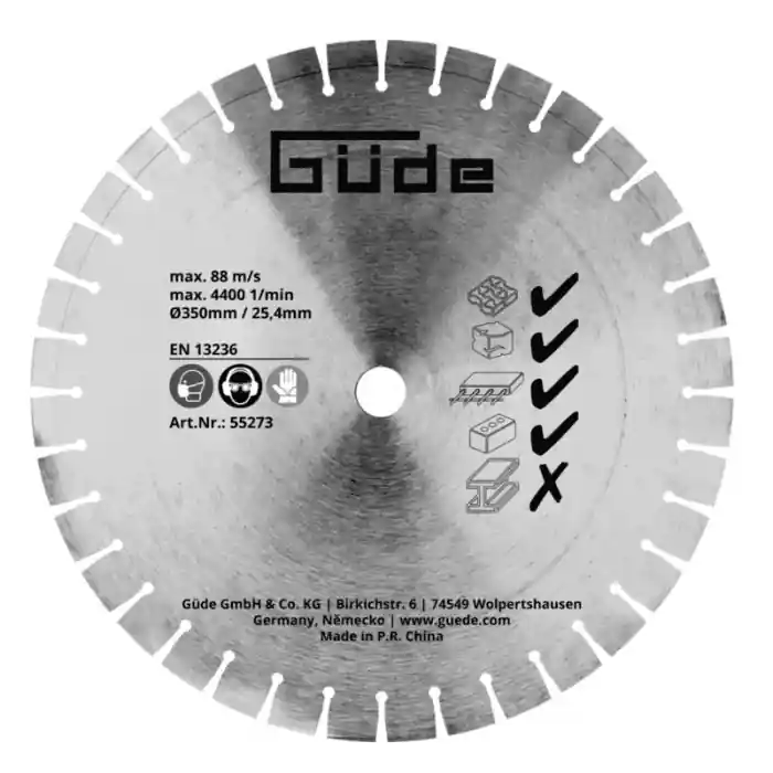 Ieftin Disc diamantat segmentat pentru masina de debitat beton GBTS 350 Gude 55273, Ø350 mm