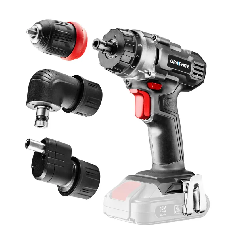 Șurubelniță cu burghiu fără fir Energy+ 18 V, mâner detașabil 10 mm, plus adaptor pentru unghiuri și margini 58G022-AD Calitate înaltă