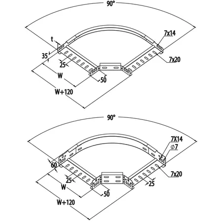 Unghi plan de 90 grade pentru jgheab metalic100 35 0.7 Comtec Promoție