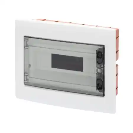 Ultima șansă FLUSH-MOUNTING ENCLOSURE WITH SMOKED TRANSPARENT DOOR WITH EXTRACTABLE FRAME - WITH TERMINAL BLOCK N (3X16)+(17X10) E (3X16)+(17X10) - 8 module IP40 Gewiss