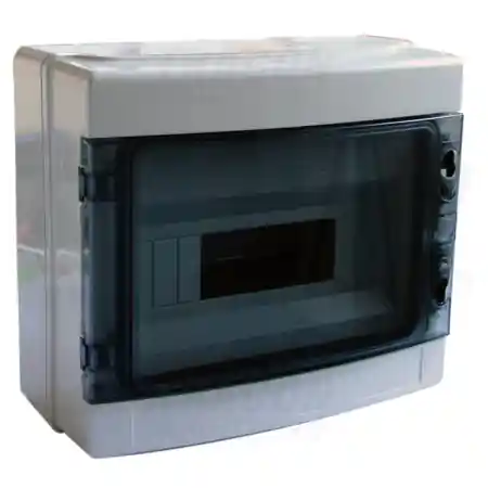 Vezi acum Cutie de distributie PT, usa transparenta, bareta N/PE EDFKIP65-12/1 1×12 mod, H×W×D=260×300×140mm, IP65, 660V AC Tracon