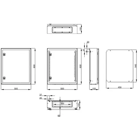 Ultima șansă Cofret metal o usa IP65 600x500x155 mm Schrack