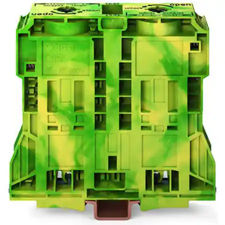 2-conductor ground terminal block; 120 mm²; suitable for Ex e II applications; lateral marker slots; only for DIN 35 x 15 rail; POWER CAGE CLAMP; 120,00 mm²; green-yellow Wago Lichidare de stoc