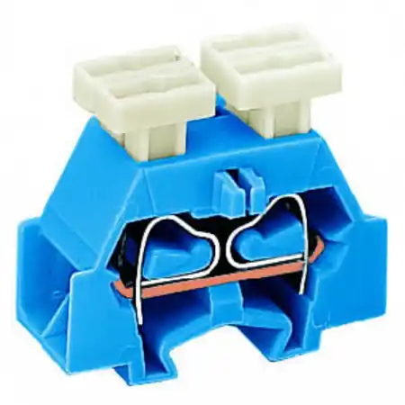 4-conductor terminal block; suitable for Ex i applications; on both sides with push-button; with fixing flange; for screw or similar mounting types; Fixing hole 3.2 mm Ø; 2.5 mm²; CAGE CLAMP®; 2,50 mm²; blue Wago Cel mai vândut