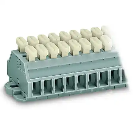 2-conductor terminal strip; 10-pole; on both sides with push-buttons; with fixing flanges; for screw or similar mounting types; Fixing hole 3.2 mm Ø; 2.5 mm²; CAGE CLAMP®; 2,50 mm²; gray Wago Ofertă