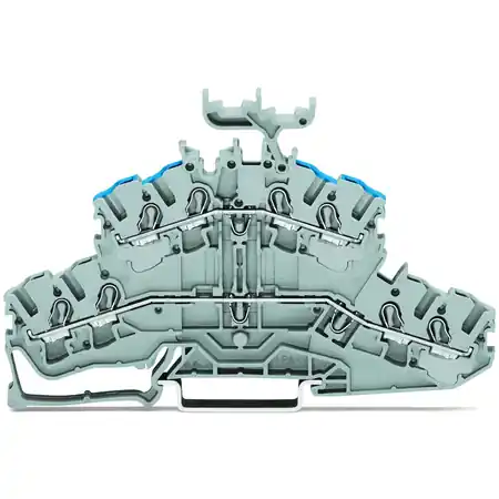 4-conductor double deck terminal block; Through/through terminal block; L/N; with marker carrier; Blue conductor entry upper deck; for DIN-rail 35 x 15 and 35 x 7.5; 2.5 mm²; Push-in CAGE CLAMP®; 2,50 mm²; gray Wago Cumpărături sigure