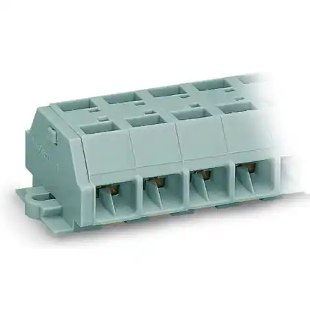 4-conductor terminal strip; 11-pole; without push-buttons; with snap-in mounting feet; for plate thickness 0.6 - 1.2 mm; Fixing hole 3.5 mm Ø; 2.5 mm²; CAGE CLAMP®; 2,50 mm²; gray Wago Livrare gratuită