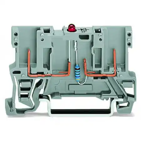 2-pin component carrier block; LED (red); 24 VDC; for DIN-rail 35 x 15 and 35 x 7.5; gray Wago Ofertă specială