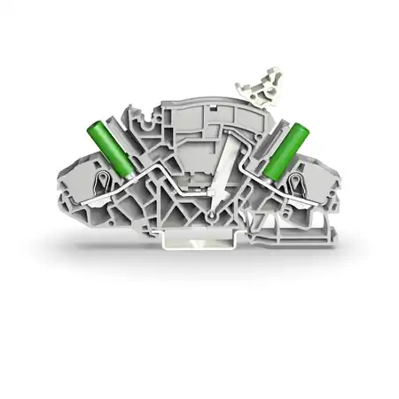 2-conductor disconnect/test terminal block; e.g., voltage transformer circuits; with touch-proof test sockets; for 4 mm Ø test plugs; for DIN-rail 35 x 15 and 35 x 7.5; 6 mm²; Push-in CAGE CLAMP®; 6,00 mm²; gray Wago Vezi acum