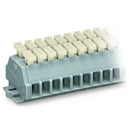 2-conductor terminal strip; 8-pole; on both sides with push-buttons; with snap-in mounting feet; for plate thickness 0.6 - 1.2 mm; Fixing hole 3.5 mm Ø; 2.5 mm²; CAGE CLAMP®; 2,50 mm²; gray Wago Ofertă de sezon