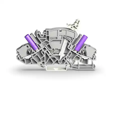 2-conductor disconnect/test terminal block; e.g., voltage transformer circuits; with touch-proof test sockets; for 4 mm Ø test plugs; for DIN-rail 35 x 15 and 35 x 7.5; 6 mm²; Push-in CAGE CLAMP®; 6,00 mm²; gray Wago Livrare gratuită