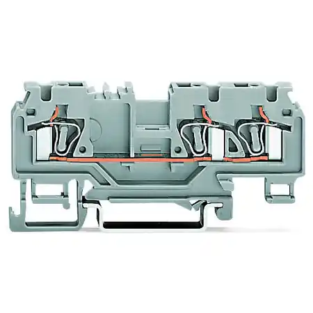3-conductor through terminal block; 4 mm²; with test port; with shield contact; center marking; for DIN-rail 35 x 15 and 35 x 7.5; CAGE CLAMP®; 4,00 mm²; gray Wago Premium