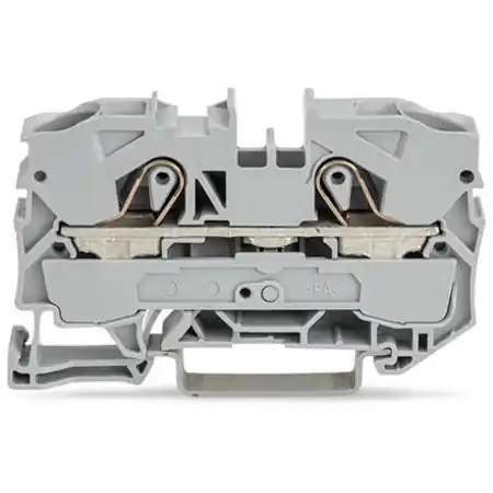 2-conductor through terminal block; 10 mm²; suitable for Ex e II applications; side and center marking; for DIN-rail 35 x 15 and 35 x 7.5; Push-in CAGE CLAMP®; 10,00 mm²; light gray Wago Bestseller