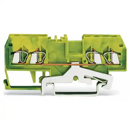 4-conductor ground terminal block; 1.5 mm²; suitable for Ex e II applications; center marking; for DIN-rail 35 x 15 and 35 x 7.5; CAGE CLAMP®; 1,50 mm²; green-yellow Wago Cel mai vândut