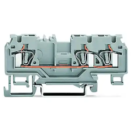 3-conductor through terminal block; 4 mm²; with test port; with shield contact; center marking; for DIN-rail 35 x 15 and 35 x 7.5; CAGE CLAMP®; 4,00 mm²; orange Wago Preț redus