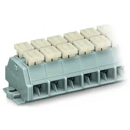 4-conductor terminal strip; 8-pole; on both sides with push-buttons; with snap-in mounting feet; for plate thickness 0.6 - 1.2 mm; Fixing hole 3.5 mm Ø; 2.5 mm²; CAGE CLAMP®; 2,50 mm²; gray Wago Cumpără online