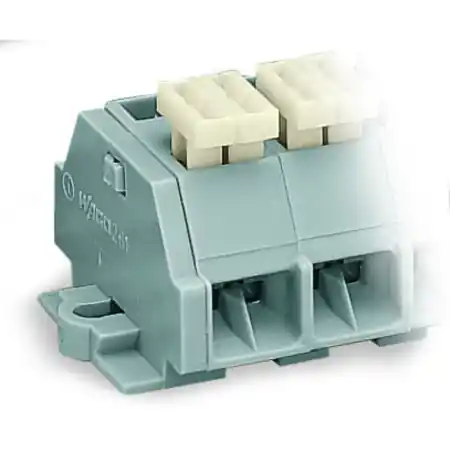 4-conductor terminal strip; 6-pole; on one side with push-buttons; with fixing flanges; for screw or similar mounting types; Fixing hole 3.2 mm Ø; 2.5 mm²; CAGE CLAMP®; 2,50 mm²; gray Wago Plată sigură