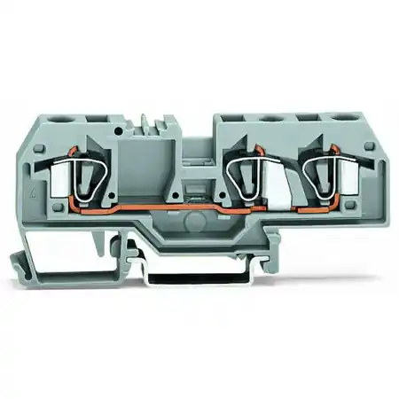 3-conductor through terminal block; 6 mm²; center marking; for DIN-rail 35 x 15 and 35 x 7.5; CAGE CLAMP®; 6,00 mm²; gray Wago Calitate înaltă