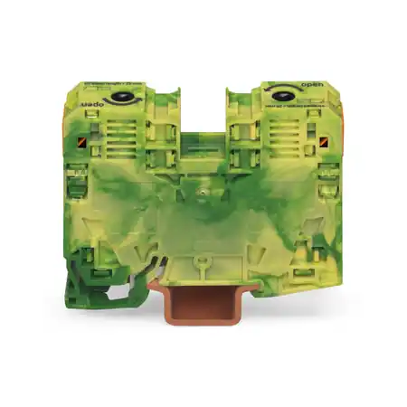 2-conductor ground terminal block; 35 mm²; lateral marker slots; only for DIN 35 x 15 rail; POWER CAGE CLAMP; 35,00 mm²; green-yellow Wago Reduceri