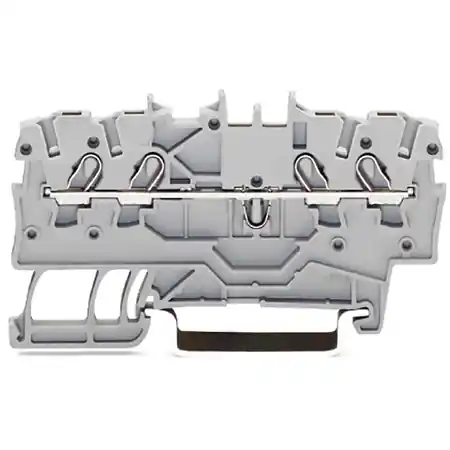 4-conductor through terminal block; 1 mm²; suitable for Ex e II applications; side and center marking; for DIN-rail 35 x 15 and 35 x 7.5; Push-in CAGE CLAMP®; 1,00 mm²; gray Wago Retur ușor