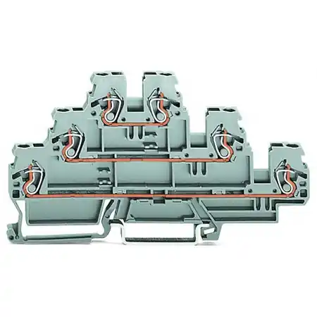 Triple-deck terminal block; Through/through/through terminal block; L/L/L; for DIN-rail 35 x 15 and 35 x 7.5; 2.5 mm²; CAGE CLAMP®; 2,50 mm²; gray Wago Disponibil imediat