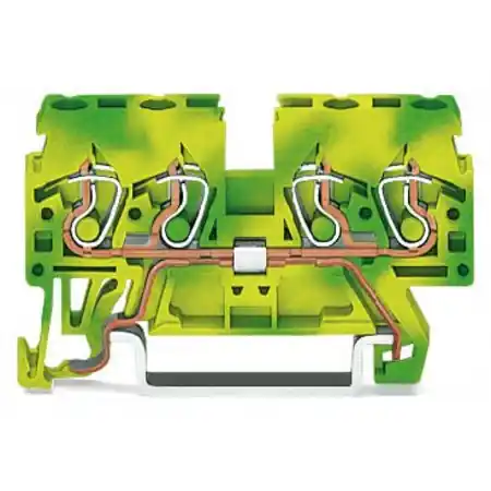 4-conductor ground terminal block; 2.5 mm²; lateral marker slots; for DIN-rail 35 x 15 and 35 x 7.5; CAGE CLAMP®; 2,50 mm²; green-yellow Wago Retur ușor