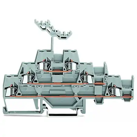 Triple-deck terminal block; Through/through/through terminal block; with additional jumper position on lower level; for DIN-rail 35 x 15 and 35 x 7.5; 2.5 mm²; CAGE CLAMP®; 2,50 mm²; gray/gray/gray Wago Super ofertă