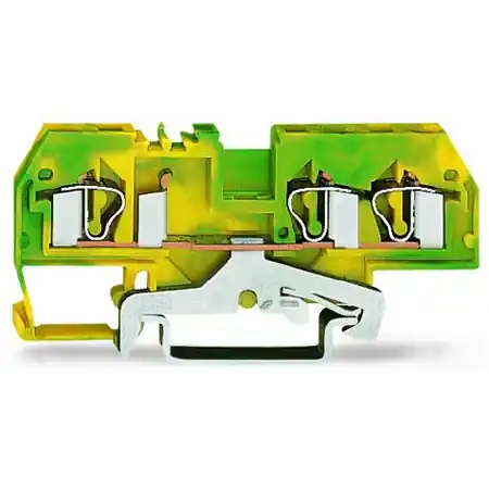 3-conductor ground terminal block; 4 mm²; center marking; for DIN-rail 35 x 15 and 35 x 7.5; CAGE CLAMP®; 4,00 mm²; green-yellow Wago Reduceri