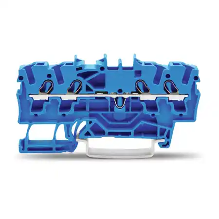 4-conductor through terminal block; 2.5 mm²; for Ex e II and Ex i applications; side and center marking; for DIN-rail 35 x 15 and 35 x 7.5; Push-in CAGE CLAMP®; 2,50 mm²; blue Wago Livrare gratuită