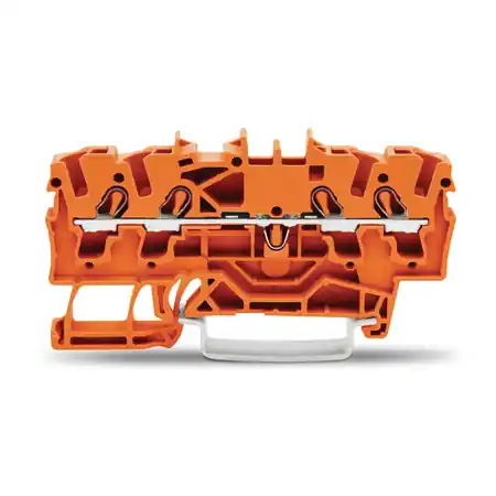 4-conductor through terminal block; 2.5 mm²; suitable for Ex e II applications; side and center marking; for DIN-rail 35 x 15 and 35 x 7.5; Push-in CAGE CLAMP®; 2,50 mm²; orange Wago Chilipir