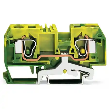 2-conductor ground terminal block; 10 mm²; center marking; for DIN-rail 35 x 15 and 35 x 7.5; CAGE CLAMP®; 10,00 mm²; green-yellow Wago Reducere de preț