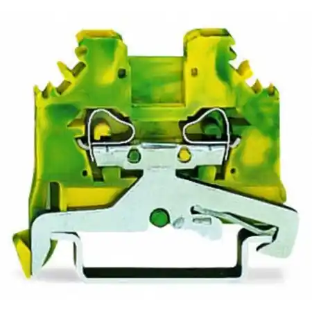 2-conductor ground terminal block; 2.5 mm²; lateral marker slots; for DIN-rail 35 x 15 and 35 x 7.5; CAGE CLAMP®; 2,50 mm²; green-yellow Wago Cel mai vândut