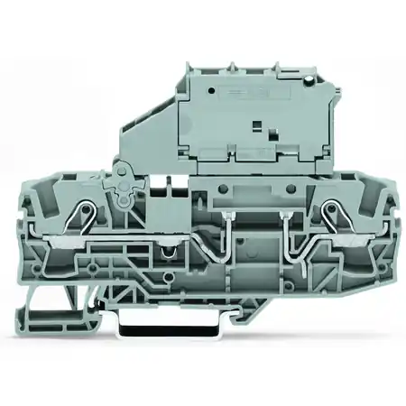 2-conductor fuse terminal block; with pivoting fuse holder; for 5 x 20 mm miniature metric fuse; without blown fuse indication; for DIN-rail 35 x 15 and 35 x 7.5; 6 mm²; Push-in CAGE CLAMP®; 6,00 mm²; gray Wago Ofertă specială