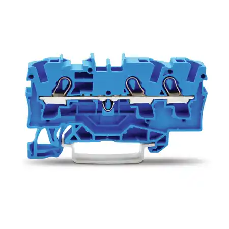 3-conductor through terminal block; 4 mm²; for Ex e II and Ex i applications; side and center marking; for DIN-rail 35 x 15 and 35 x 7.5; Push-in CAGE CLAMP®; 4,00 mm²; blue Wago Reducere