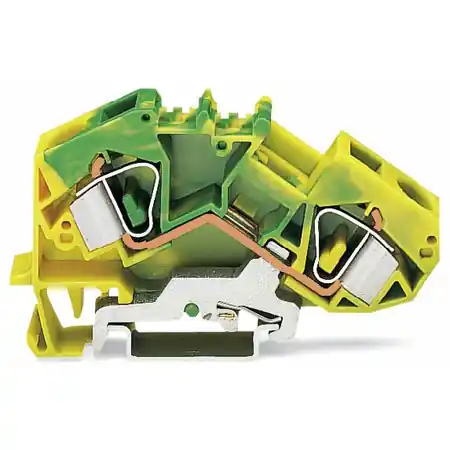 2-conductor ground terminal block; 16 mm²; center marking; for DIN-rail 35 x 15 and 35 x 7.5; CAGE CLAMP®; 16,00 mm²; green-yellow Wago Doar azi