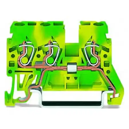 3-conductor ground terminal block; 2.5 mm²; lateral marker slots; for DIN-rail 35 x 15 and 35 x 7.5; CAGE CLAMP®; 2,50 mm²; green-yellow Wago Plată securizată