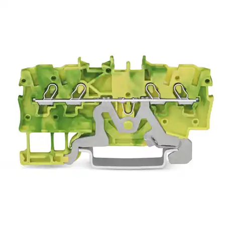 4-conductor ground terminal block; 1 mm²; suitable for Ex e II applications; side and center marking; for DIN-rail 35 x 15 and 35 x 7.5; Push-in CAGE CLAMP®; 1,00 mm²; green-yellow Wago Popular