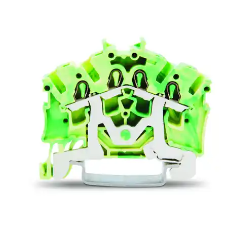 4-conductor ground terminal block; 2.5 mm²; suitable for Ex e II applications; side and center marking; for DIN-rail 35 x 15 and 35 x 7.5; Push-in CAGE CLAMP®; 2,50 mm²; green-yellow Wago Vezi acum