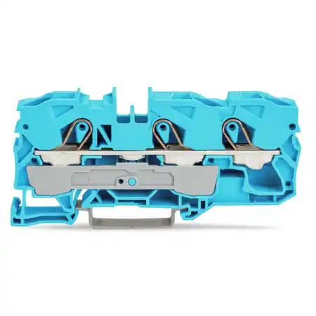 3-conductor through terminal block; 10 mm²; for Ex e II and Ex i applications; side and center marking; for DIN-rail 35 x 15 and 35 x 7.5; Push-in CAGE CLAMP®; 10,00 mm²; blue Wago Reducere specială