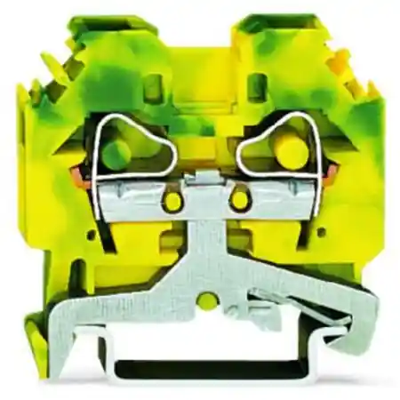 2-conductor ground terminal block; 6 mm²; lateral marker slots; for DIN-rail 35 x 15 and 35 x 7.5; CAGE CLAMP®; 6,00 mm²; green-yellow Wago Mai ieftin