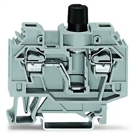 2-conductor fuse terminal block; for glass cartridge fuse ¼" x 1¼"; without blown fuse indication; for DIN-rail 35 x 15 and 35 x 7.5; 6 mm²; CAGE CLAMP®; 6,00 mm²; gray Wago Super ofertă