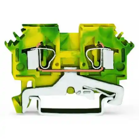 2-conductor ground terminal block; 4 mm²; lateral marker slots; for DIN-rail 35 x 15 and 35 x 7.5; CAGE CLAMP®; 4,00 mm²; green-yellow Wago Nu rata