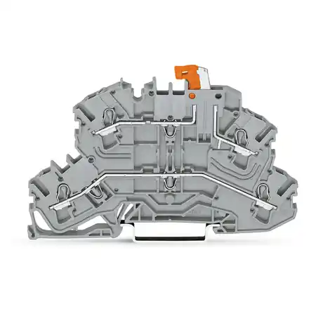 Vezi acum Double-deck disconnect terminal block; with pivoting knife disconnect; L/L; for DIN-rail 35 x 15 and 35 x 7.5; 2.5 mm²; Push-in CAGE CLAMP®; 2,50 mm²; gray Wago