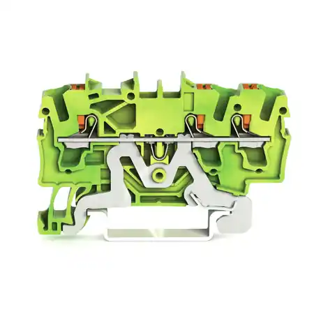 3-conductor ground terminal block; 2.5 mm²; with test port; side and center marking; for DIN-rail 35 x 15 and 35 x 7.5; Push-in CAGE CLAMP®; 2,50 mm²; green-yellow Wago Ofertă exclusivă