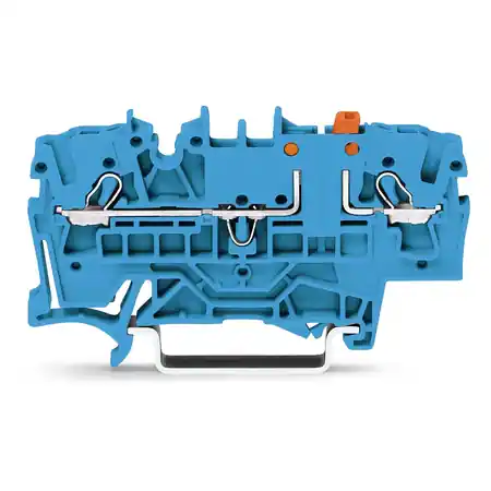 2-conductor disconnect/test terminal block; with test option; orange disconnect link; for DIN-rail 35 x 15 and 35 x 7.5; 2.5 mm²; Push-in CAGE CLAMP®; 2,50 mm²; blue Wago Ofertă limitată